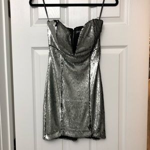 Nasty Gal Silver Sequin Dress